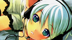 Headphones blue hair Anime