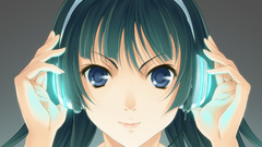 Headphones blue hair anime