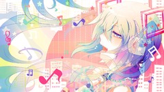 Headphones blue hair anime girls blue eyes hatsune miku 