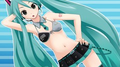 Headphones blush long hair anime girls hatsune miku vocaloid 