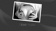 Headphones boobs Music cleavage