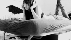 Headphones brunettes