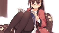 Headphones brunettes Kashiwamochi Yomogi