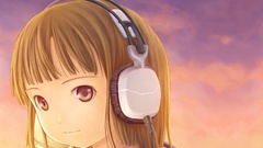 Headphones brunettes long hair