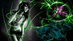 Headphones brunettes woman