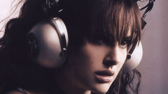 Headphones brunettes woman Actress