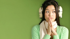 Headphones brunettes woman asians