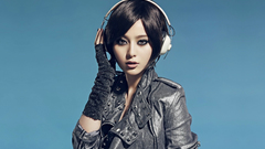 Headphones brunettes woman asians