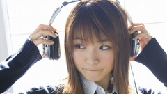 Headphones brunettes woman school