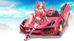 Headphones cars pink hair