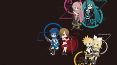 Headphones Chibi long hair anime girls blue eyes short hair 