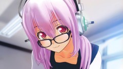 Headphones close-up glasses red eyes faces 3d schoolgirls pink 