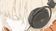 Headphones close-up white hair faces audio-technica scarfs 