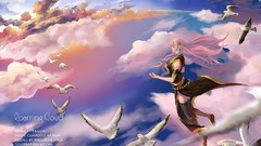 Headphones clouds vocaloid flying