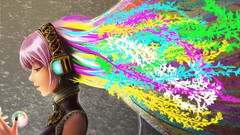 Headphones colors multicolor pink hair long hair anime girls 