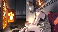 Headphones Computers anime girls video games dos original 