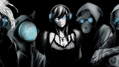 Headphones cross Anime masks anime girls blue eyes vocaloid 