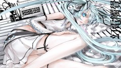 Headphones Drawn hatsune miku vocaloid lying down detached 