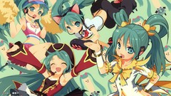 Headphones dress anime girls headsets hatsune miku vocaloid 