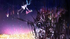 Headphones dress blue eyes hatsune miku vocaloid green hair 