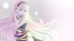 Headphones dress pink hair long hair anime girls vocaloid 