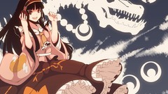 Headphones dress red eyes anime girls touhou black hair 