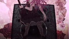 Headphones dress stockings guitars long hair speakers vocaloid 