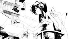 Headphones girl monochrome Anime