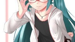 Headphones glasses red eyes stockings hoodies skirts blush 