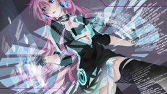 Headphones gloves anime girls vocaloid megurine luka cleavage