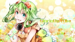 Headphones goggles vocaloid green hair aqua eyes Megpoid Gumi