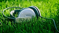 Headphones grass