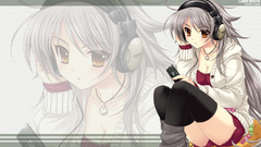 Headphones gray hair anime