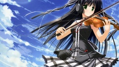 Headphones green eyes violins