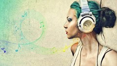 Headphones green hair