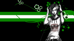 Headphones Green woman abstract