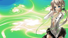 Headphones Green woman blue