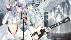 Headphones guitars anime girls