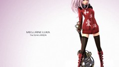 Headphones guitars pink hair anime girls boots blue eyes 