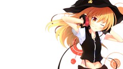 Headphones hats blondes smiling anime girls touhou video games