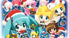 Headphones hats Chibi Shorts Ribbons blondes skirts blue hair 