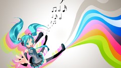Headphones hatsune miku vocaloid twintails aqua hair