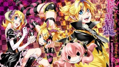 Headphones horns pink hair boots blue eyes short hair vocaloid 