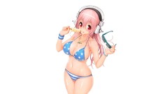 Headphones ice cream white background sunglasses blush pink 