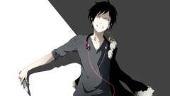 Headphones Knives pink eyes short hair black hair durarara 