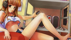 Headphones legs woman jeans