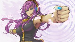 Headphones lips navel circles fists long hair anime girls 