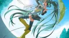 Headphones long hair anime girls boots hatsune miku vocaloid 