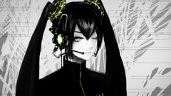 Headphones long hair anime girls green eyes headsets hatsune 