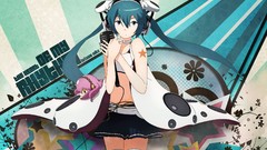 Headphones long hair anime girls hatsune miku bangs vocaloid 
